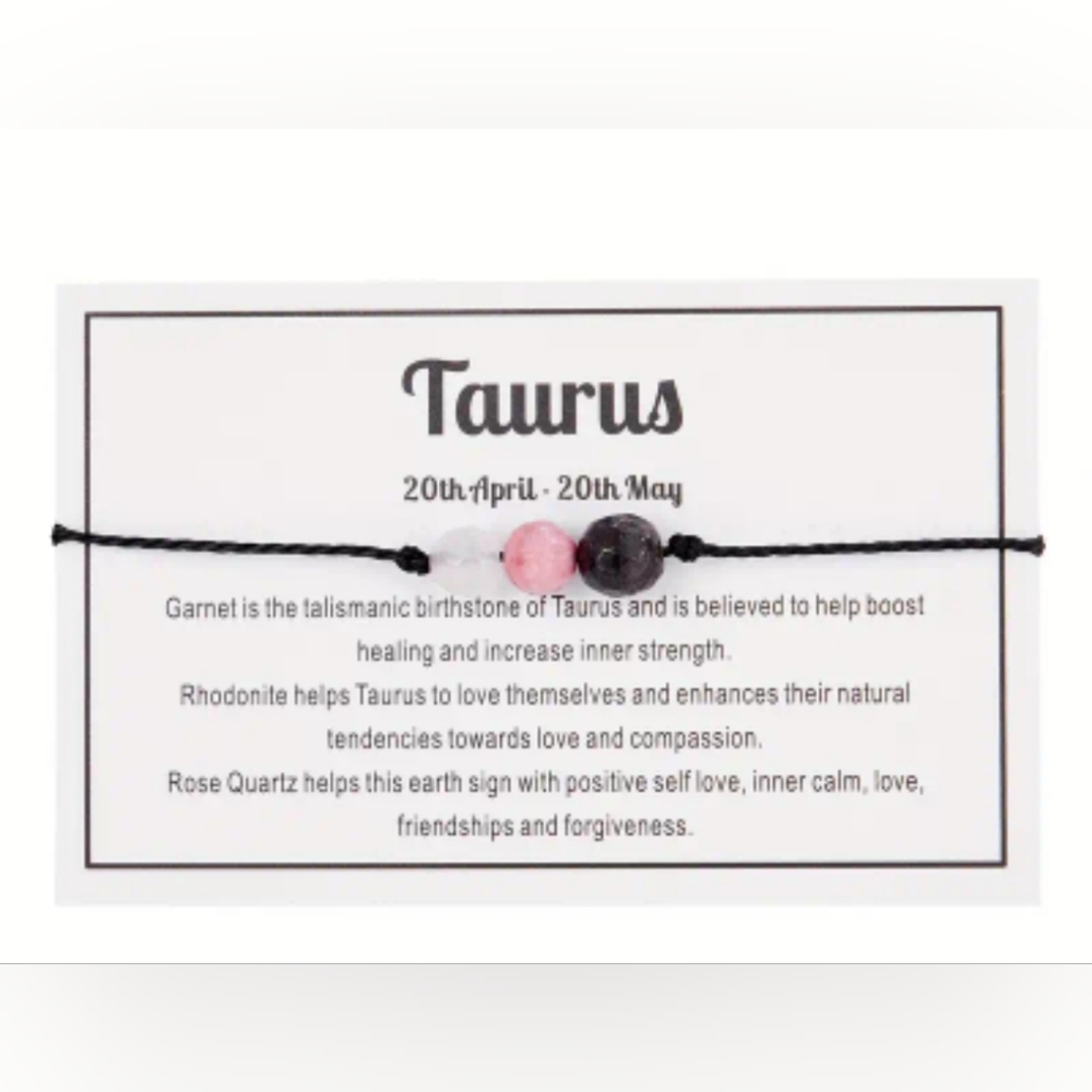 NWT! Taurus ♉️ Natural Faceted Stone Handmade Braided Beaded Bracelet NEW